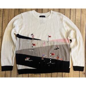Sag Harbor Golf Sweater Womens L Ramie Cotton Embroidered Novelty Preppy VTG